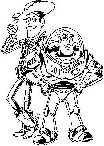 Buzz Light year And Woody Sheriff Coloring Page