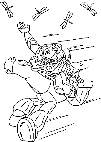 Buzz Tries To Catch The Dragonfly Coloring Page