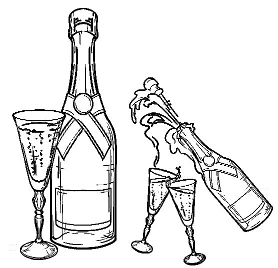 Champagne Christmas Image For Kids Coloring Page