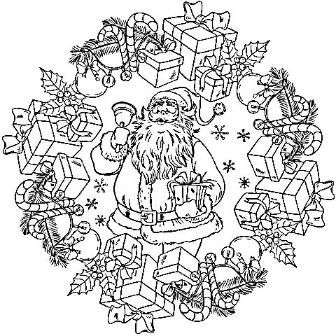 Christmas Mandala With Santa Claus And Presents