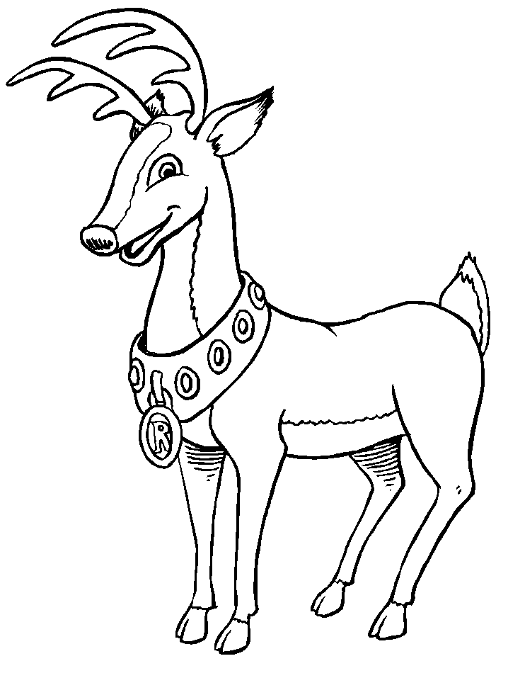 Christmas Reindeer For Kids Picture Coloring Page