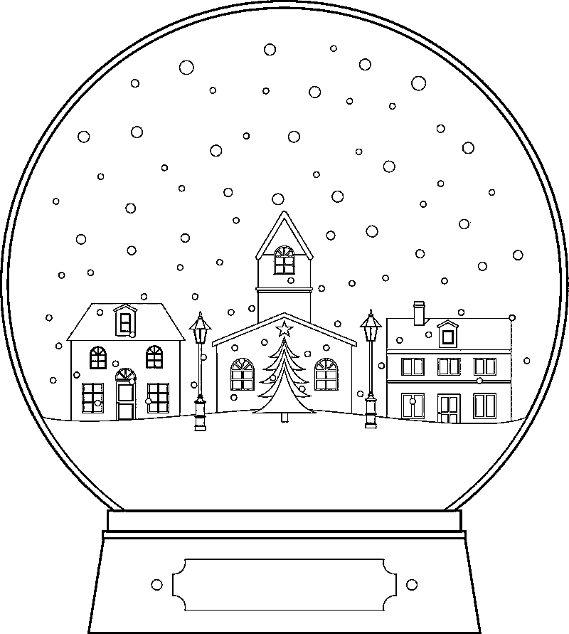 Christmas Scene Snow Globe Coloring Page