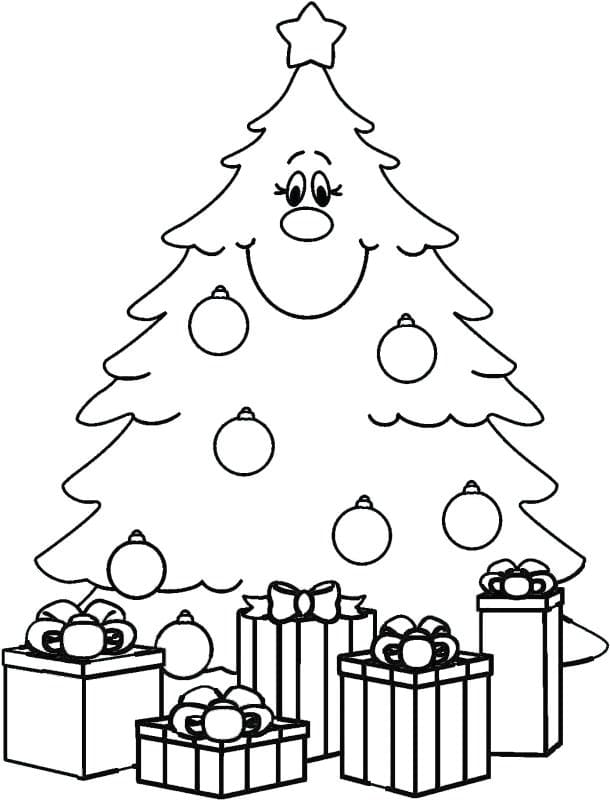 Christmas Tree For Children Coloring Page