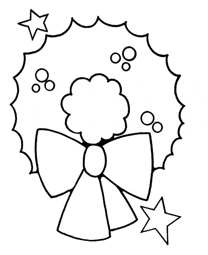 Christmas Wreath Coloring For Children Coloring Page