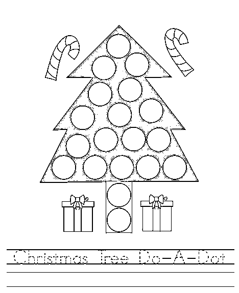 Christmas Tree Dot For Children Coloring Page