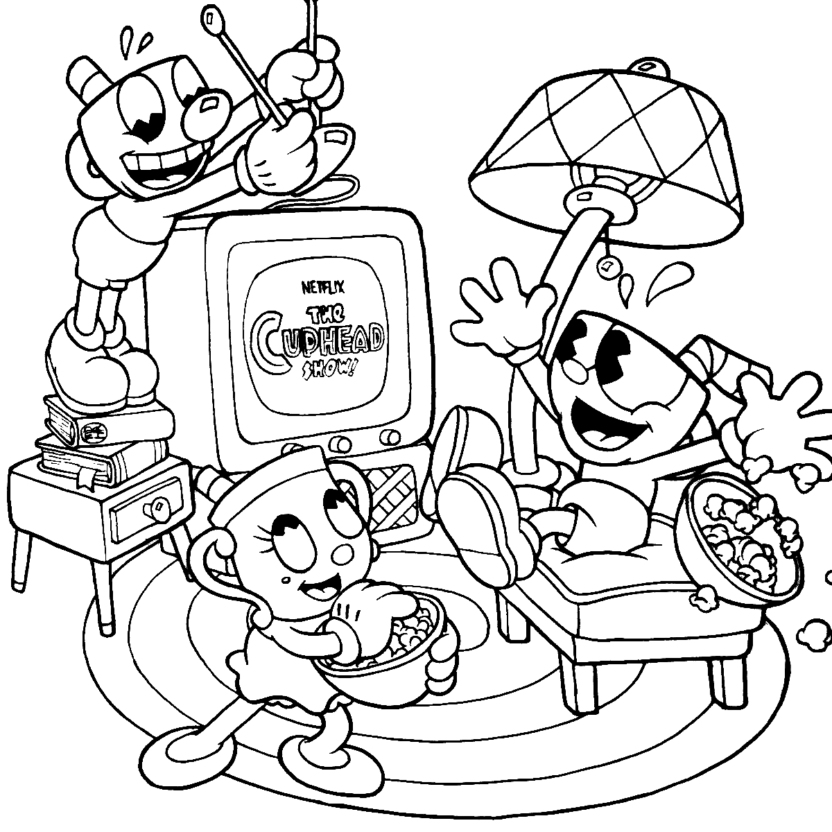 Cuphead And Friends Coloring Page