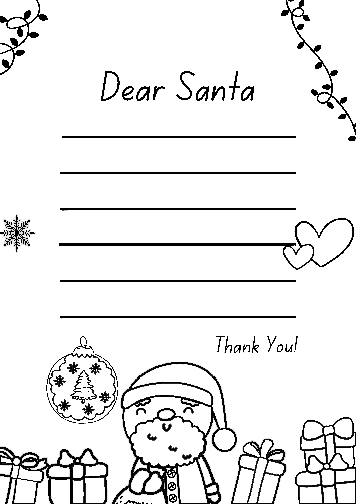 Cute Merry Christmas Santa Claus Letter Coloring Page