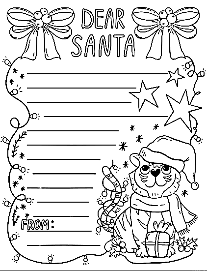 Dear Santa For Children Picture Coloring Page