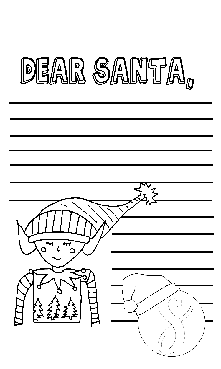 Dear Santa Printable For Children Coloring Page