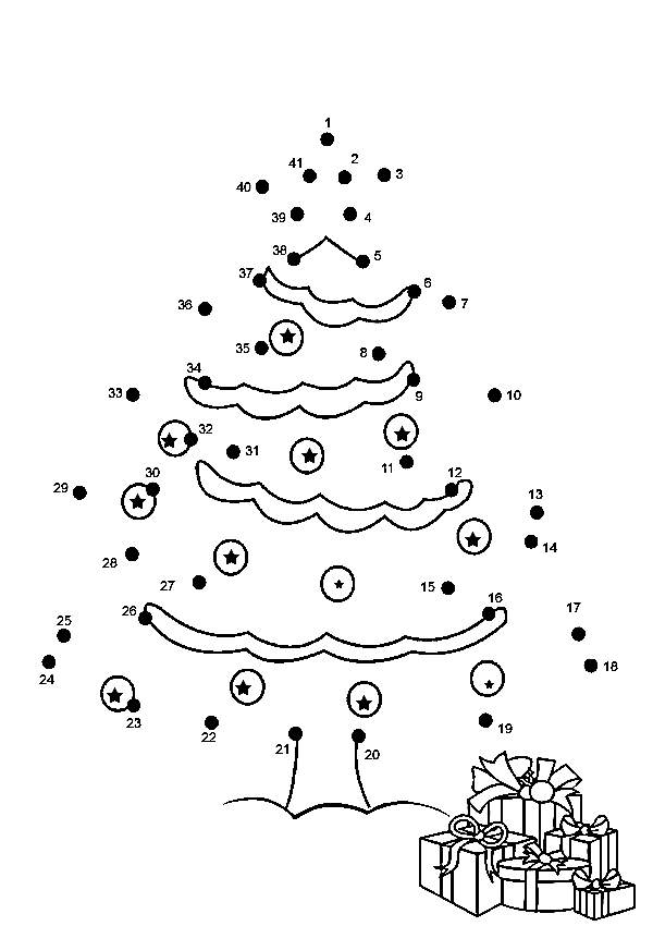 Dot To Dot Christmas Tree Coloring Page