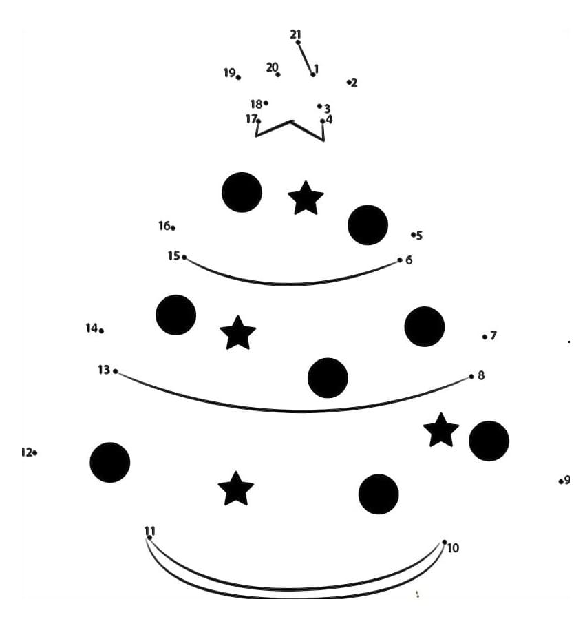 Download Christmas Tree Dot To Dots Coloring Page