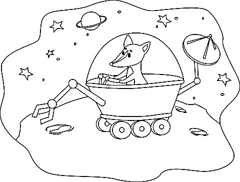 Fox In Space Coloring Page