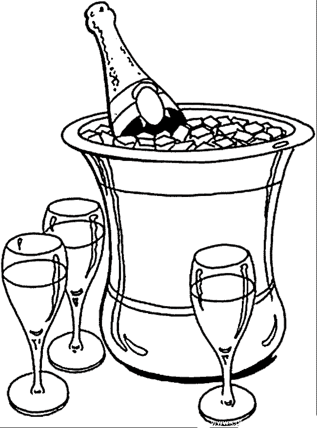 French Champagne Coloring Page