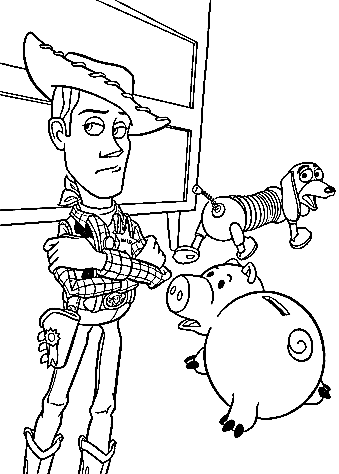 Hamm Woody Sheriff And Slinky Dog Coloring Page