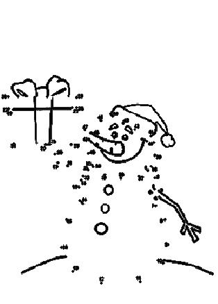 Happy Snowman Dot To Dot Coloring Page