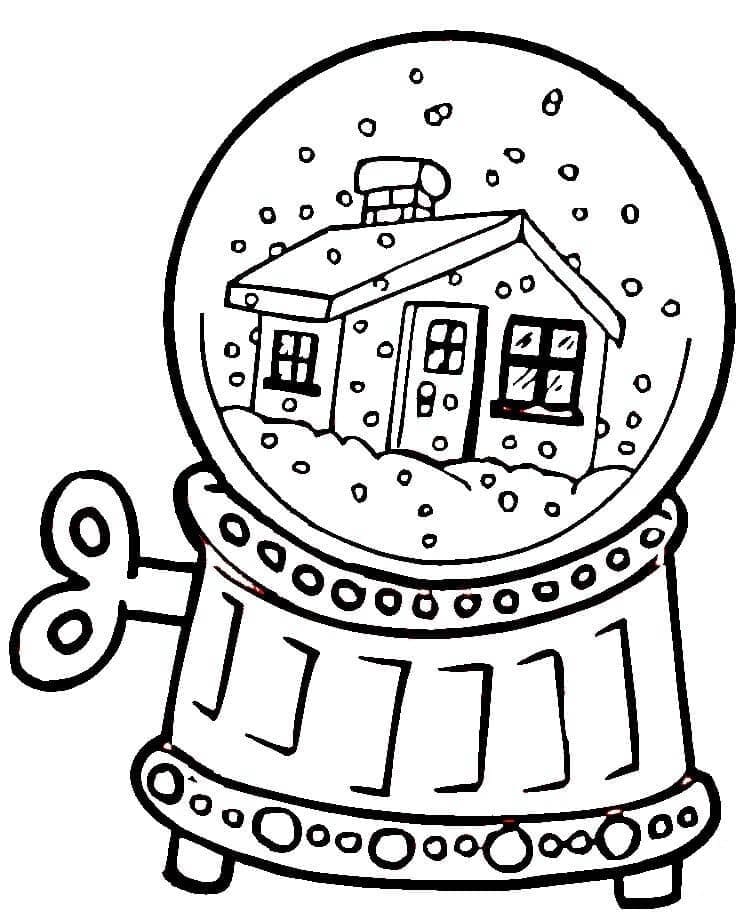 House In Snow Globe Coloring Page