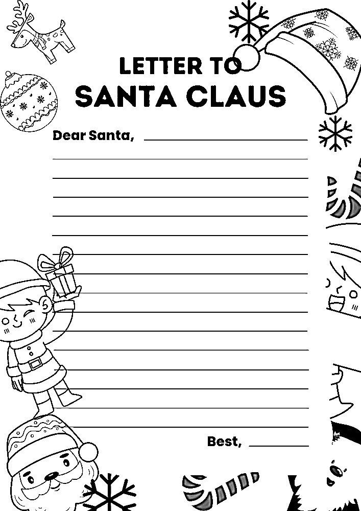 Letter From Kids Dear Santa Coloring Page