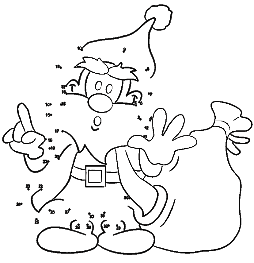 Little Santa Dot To Dots Coloring Page
