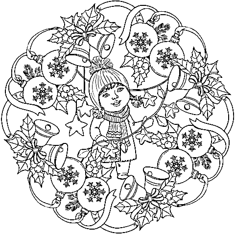 Mandala With Christmas Ornaments Printable Coloring Page