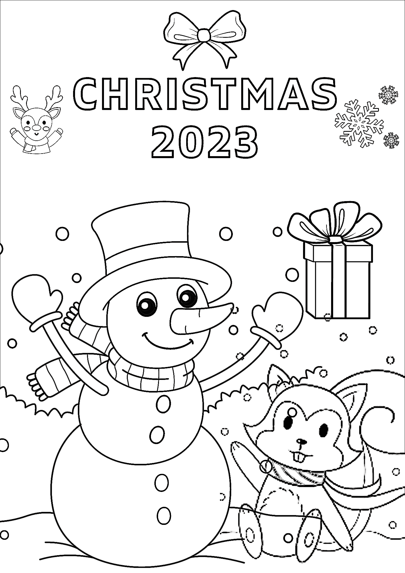 Merry Christmas 2023 Drawing Coloring Page