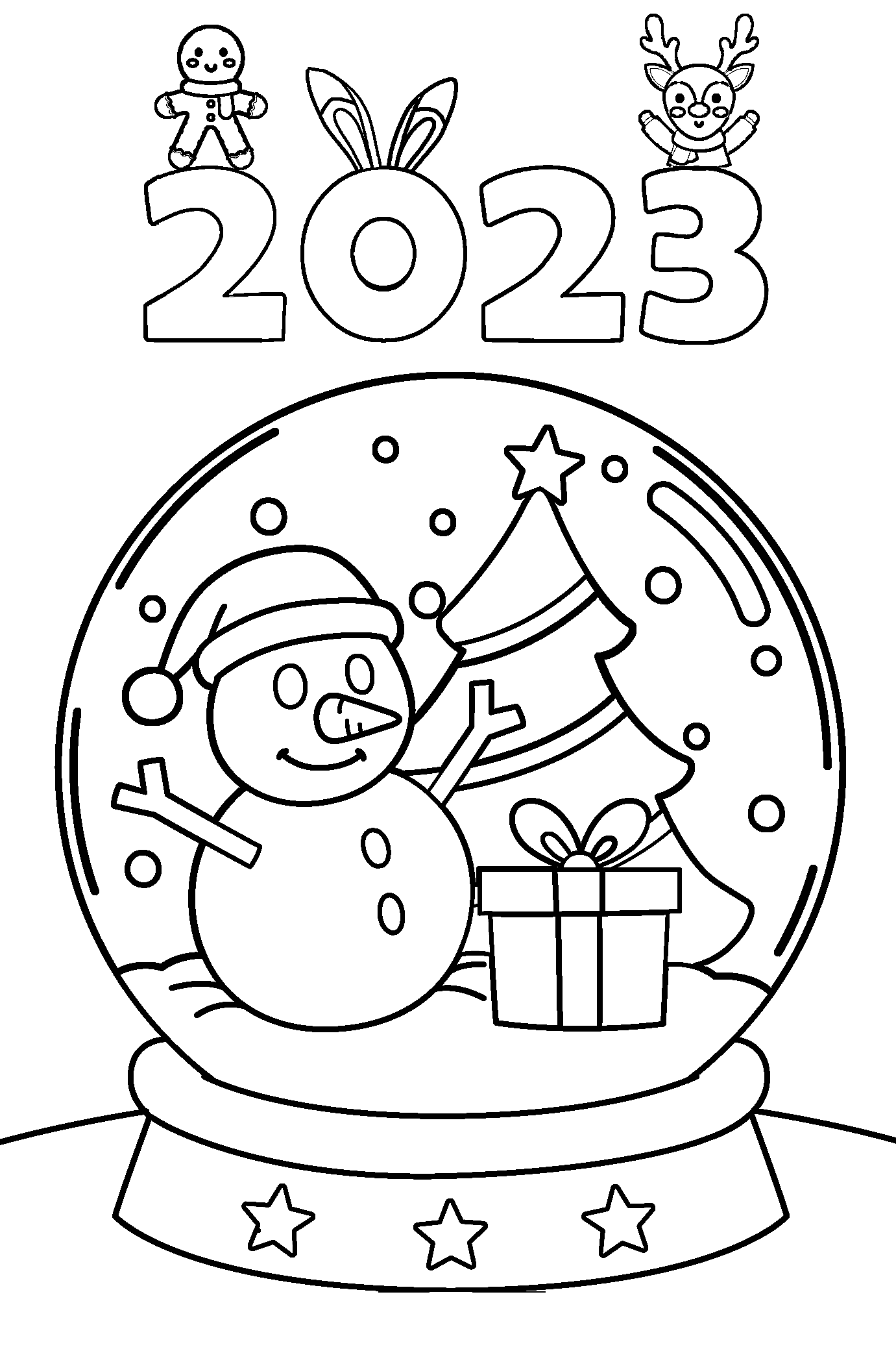 Merry Christmas 2023 Drawing For Kids Coloring Page