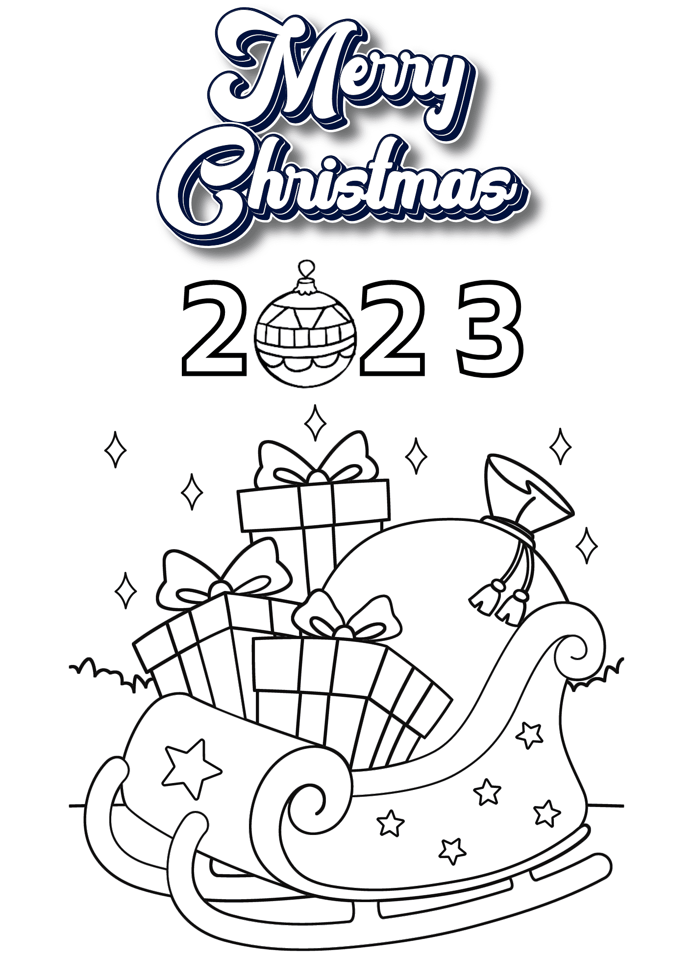 Merry Christmas 2023 So Cute Coloring Page