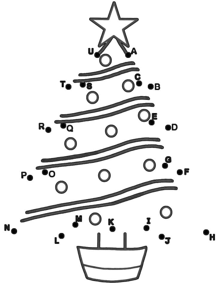 Normal Christmas Tree Dot To Dots Coloring Page