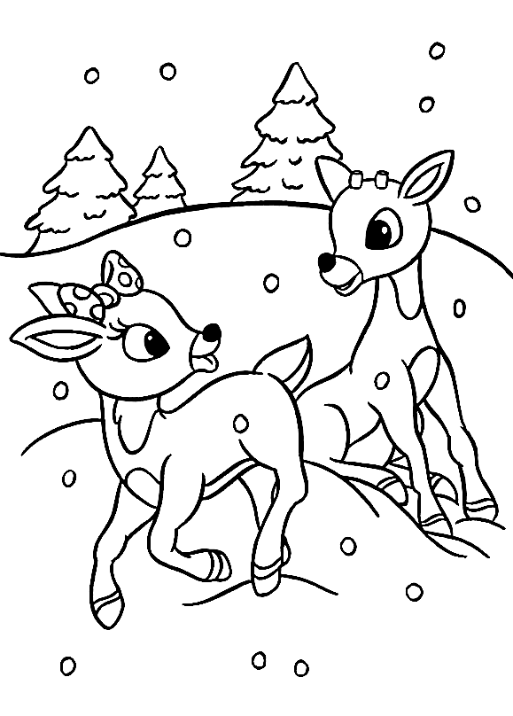 Reindeer For Kids Coloring Page
