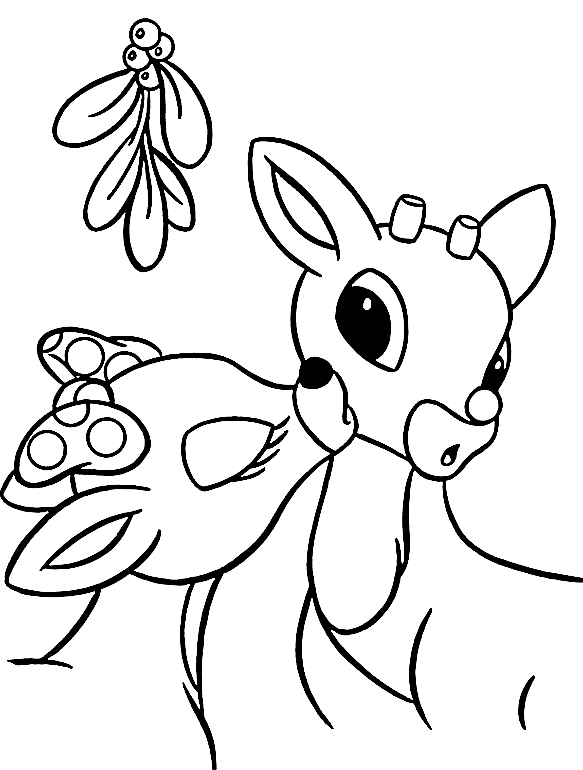 Reindeer Happy Coloring Page