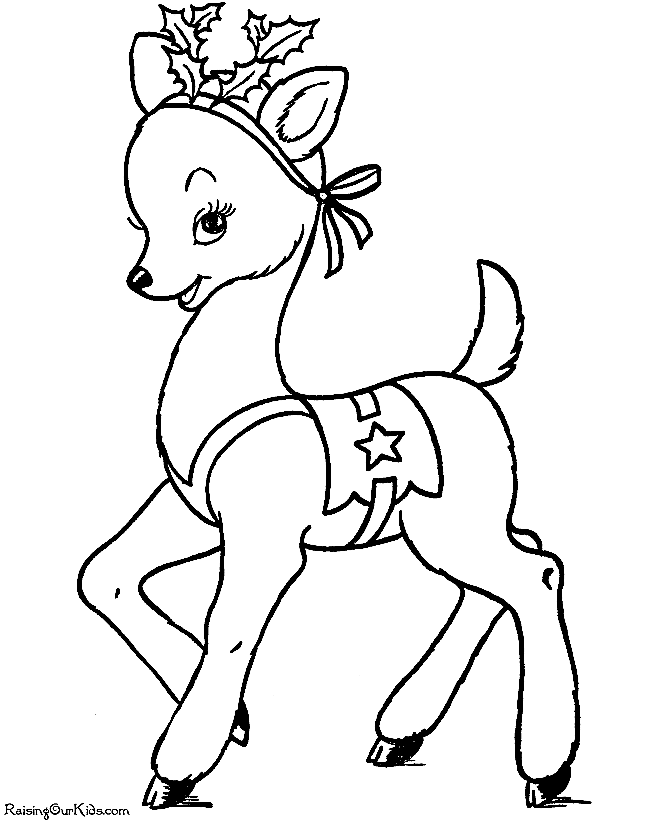 Reindeer Printable For Children Coloring Page