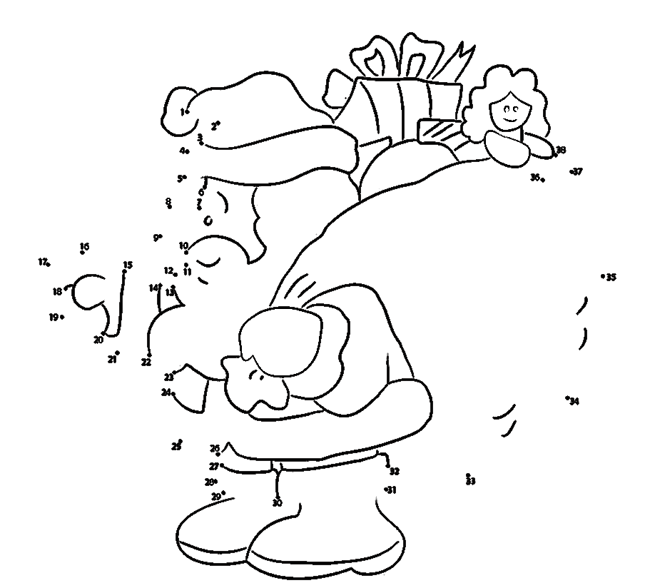Santa Claus With Gifts Dot To Dots Coloring Page