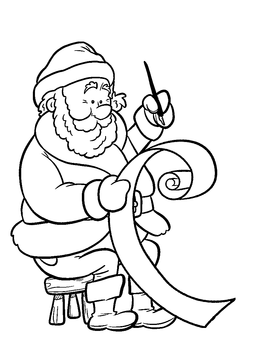 Santa Writes Letter For Kids Coloring Page