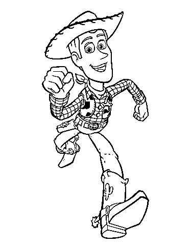Sheriff Woody Is Running Coloring Page