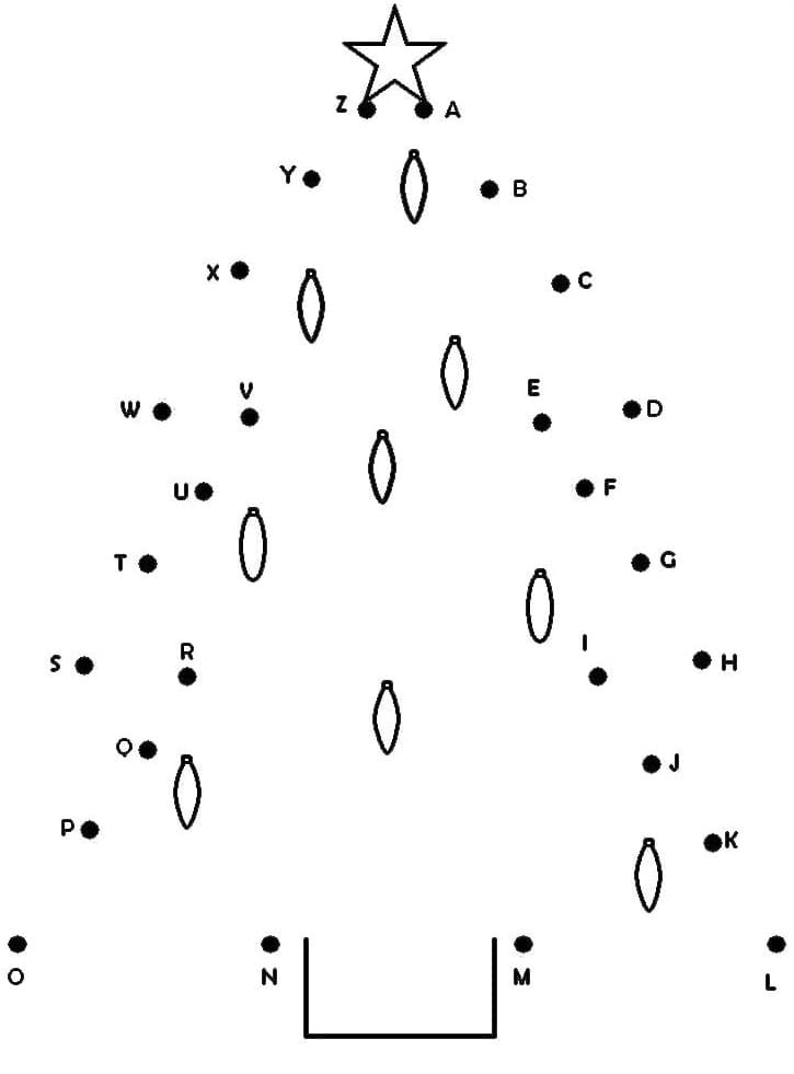 Simple Christmas Tree Dot To Dots Coloring Page