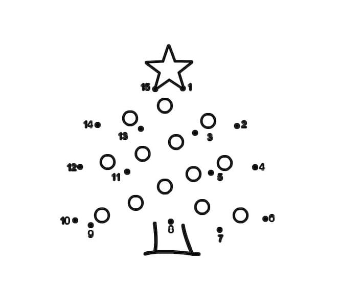 Small Christmas Tree Dot To Dots Coloring Page