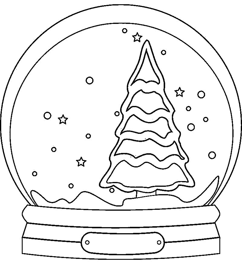 Snow Globe With Christmas Tree Coloring Page