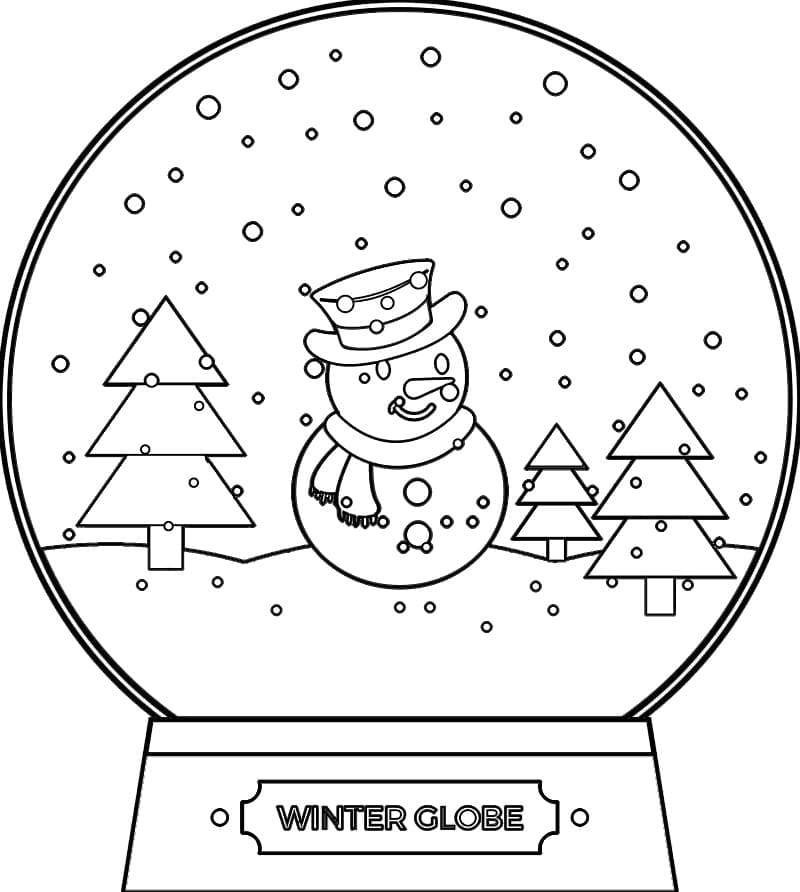 Snowman In Snow Globe Picture Coloring Page