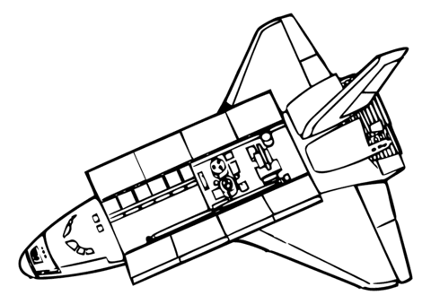 Space Shuttle Above View Coloring Page