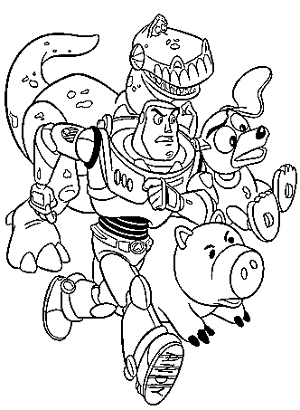 The Toys Are Running Together Coloring Page