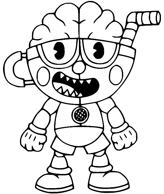 Weird Cuphead Coloring Page