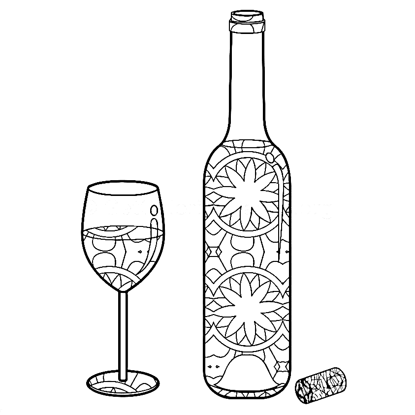 Wine Glass Merry Christmas Image For Kids Coloring Page
