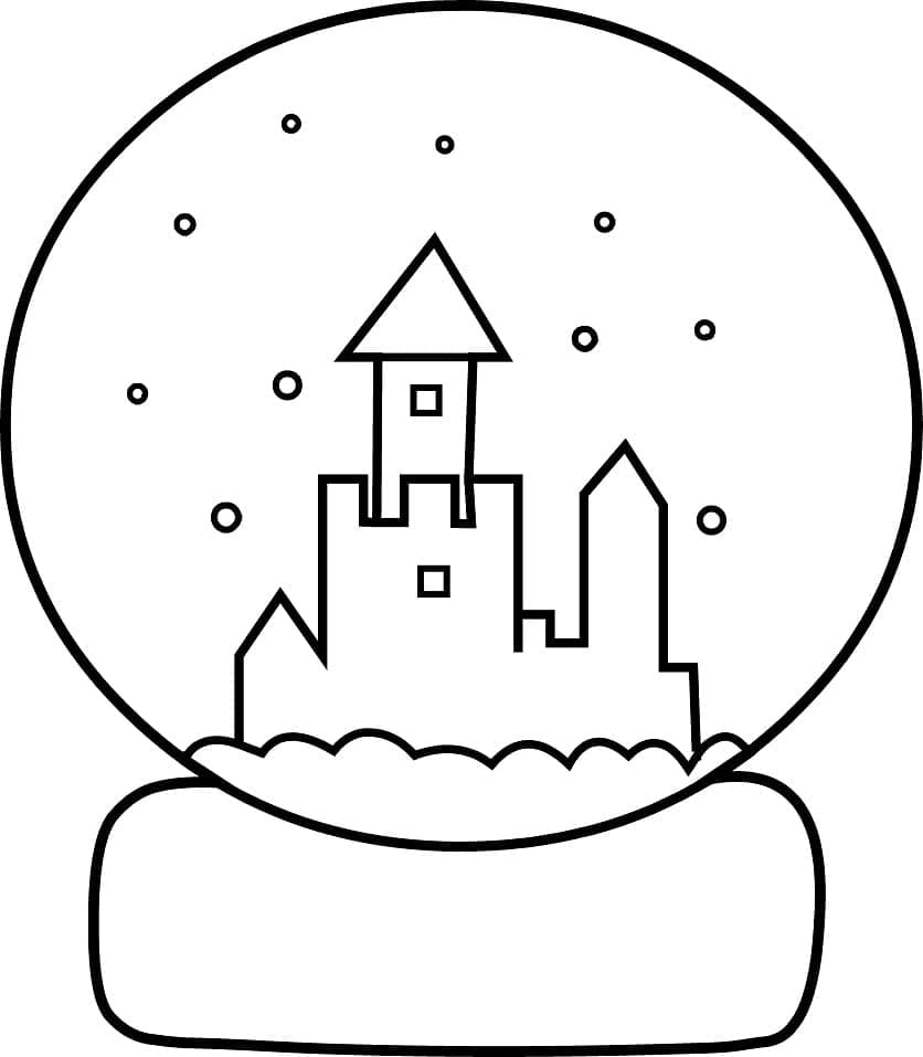Winter Castle In Snow Globe Coloring Page