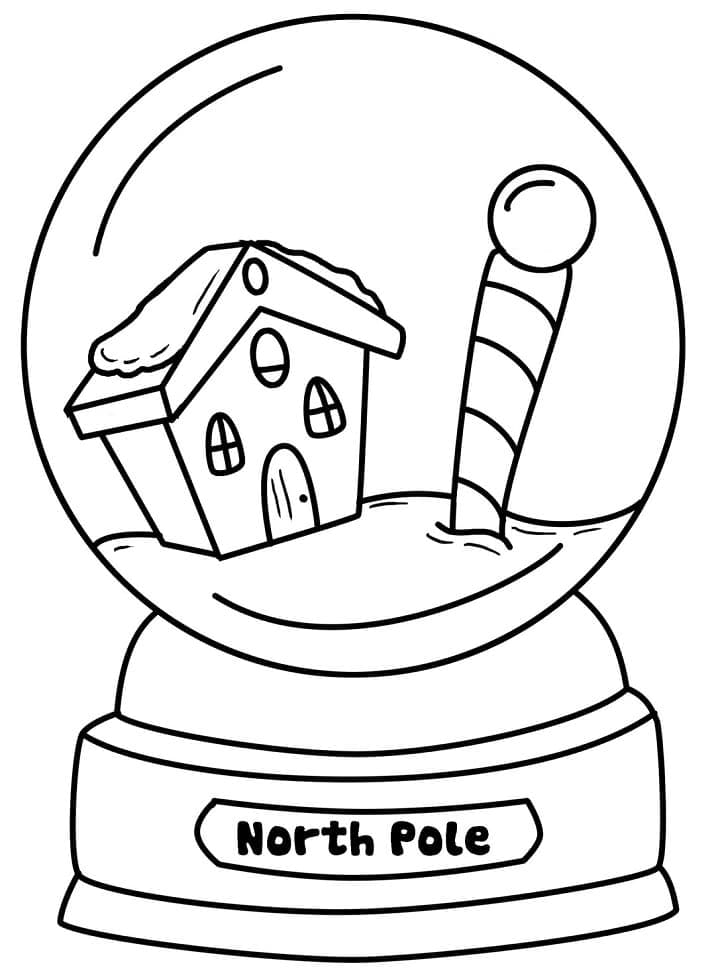 Winter House In Snow Globe Coloring Page