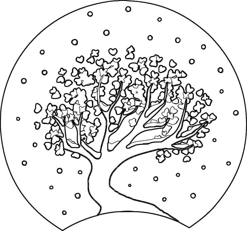 Winter Tree In Snow Globe Coloring Page