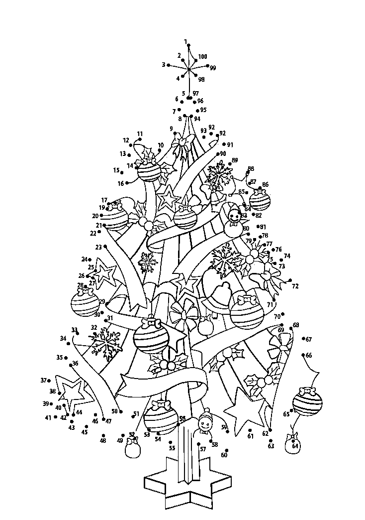 Wonderful Christmas Tree Dot To Dots Coloring Page
