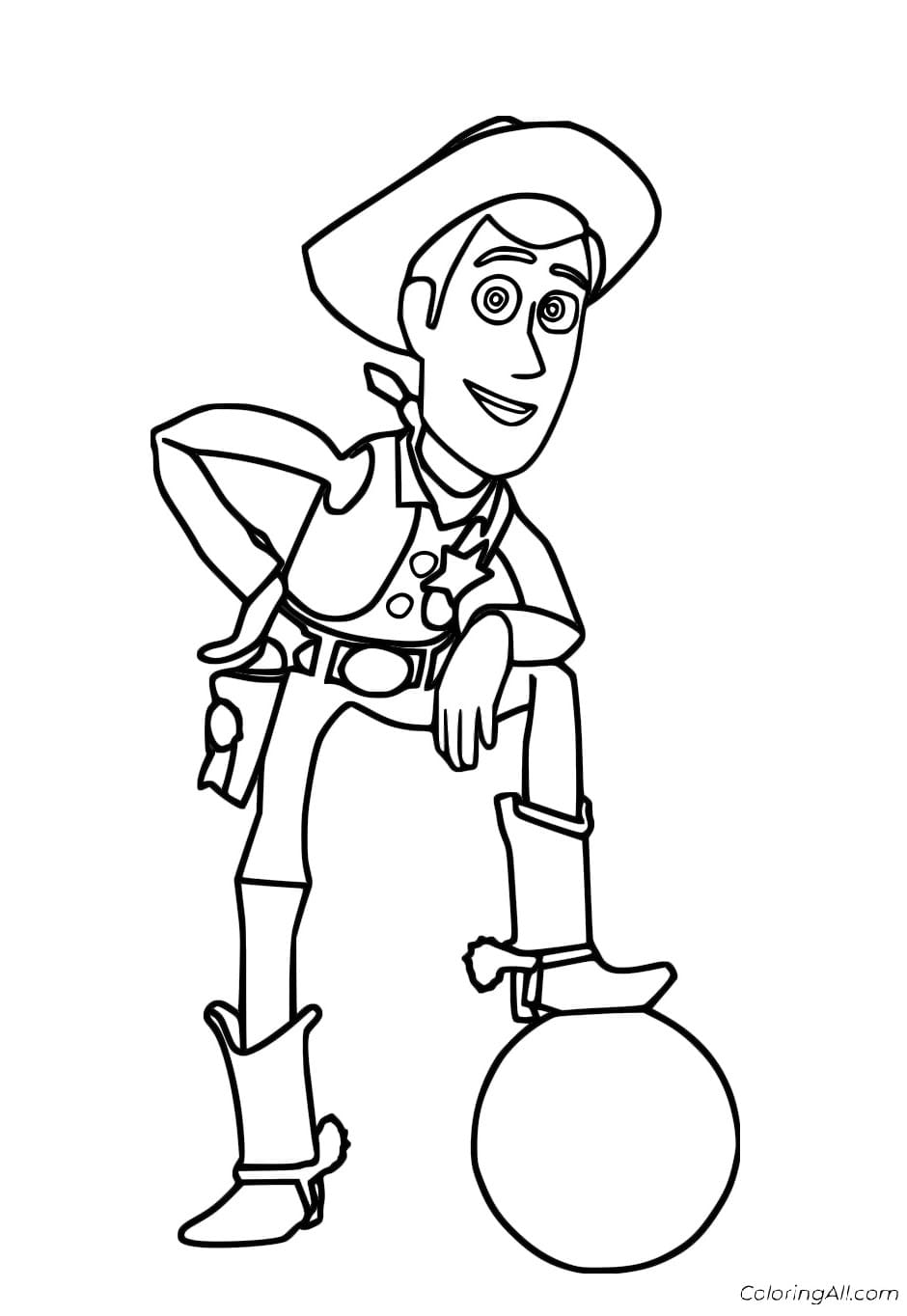 Woody And A Ball Coloring Page