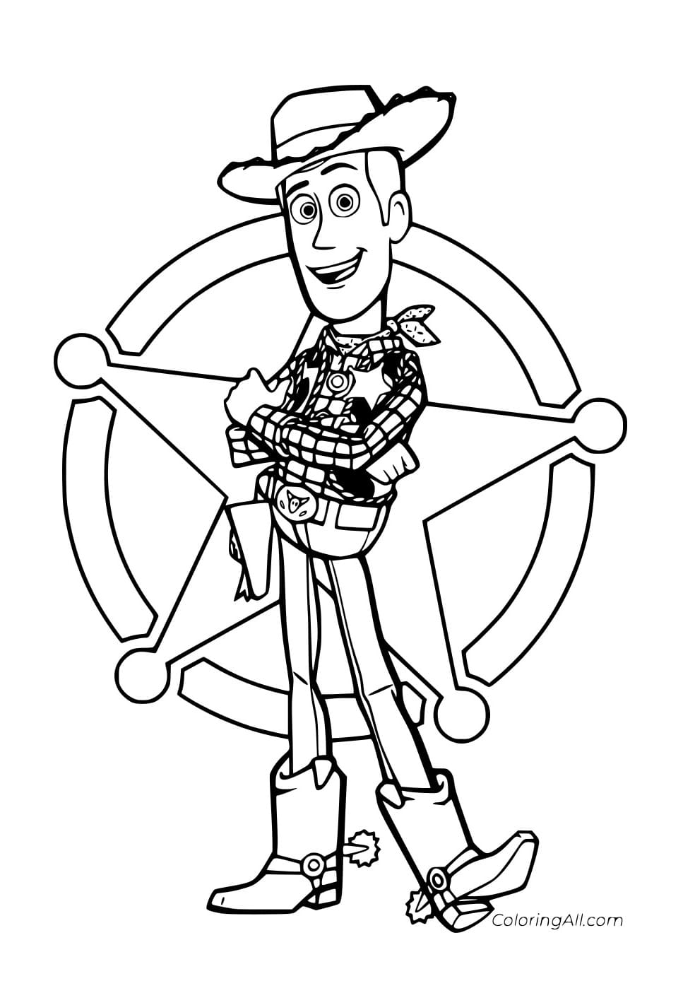 Woody And A Star Coloring Page