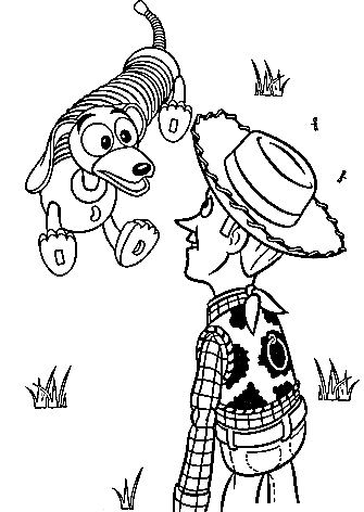 Woody, Sheriff And Slinky Dog Coloring Page