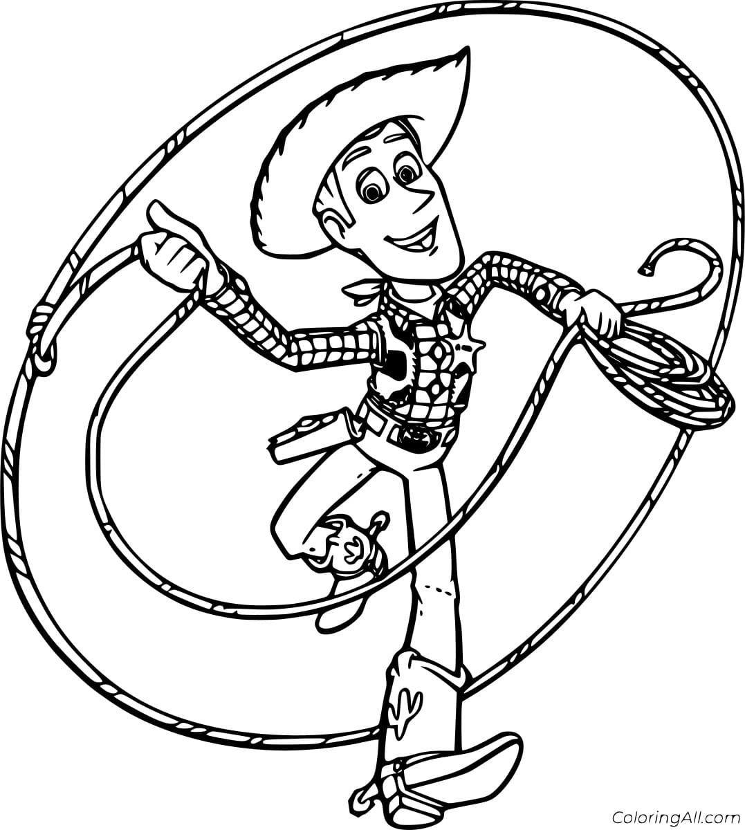 Woody Uses Lasso Coloring Page