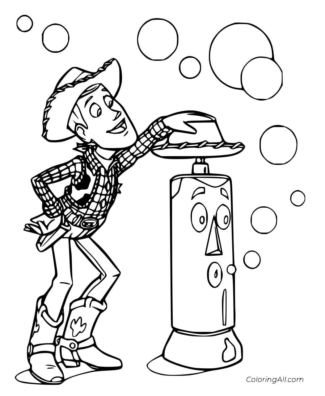 Woody And Bubbles Coloring Page